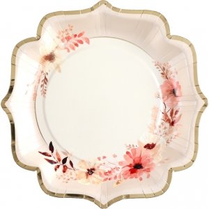 Papptallrikar - Floral Ivory - 10-pack