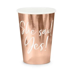 Pappmuggar - She said yes - Roséguld - 6-pack