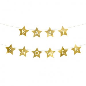 Girlang - Stjärnor - Baby Shower - Guld