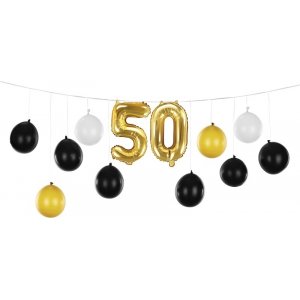 Ballonggirlang - 50 - Svart/Vit/Guld