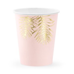 Pappmuggar - Leaves - Rosa/Guld - 6-pack