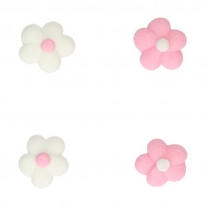 Sockerdekorationer - Små blommor - Rosa/Vita
