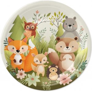 Papptallrikar - Skogens vänner - 18 cm - 6-pack