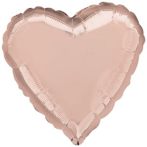 Folieballong - Hjärta - Roséguld - Storlek: 45 cm