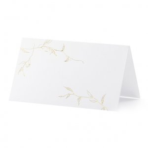 Placeringskort - Branches - Vit/Guld - 10-pack