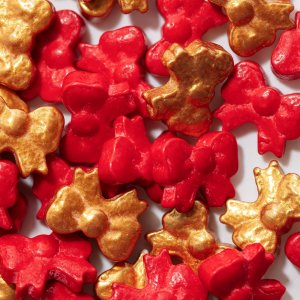 Strössel - Jul - Rosetter Guld/Rött - 25 g - PME