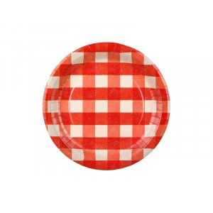Papptallrikar - Rödrutiga - 6-pack - 27 cm