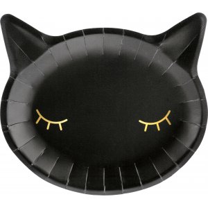 Papptallrikar - Black Cat - Pink Halloween - 6-pack