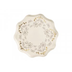 Papptallrikar - Floral - Beige - 6-pack