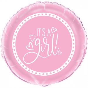 Folieballong - It s a girl - Rosa hjärtan