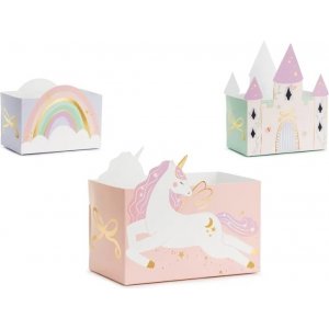 Popcornboxar/snacksboxar - Enhörning/Regnbåge/Slott - 6-pack