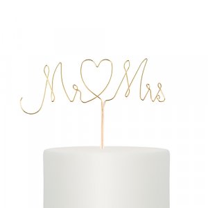 Cake Topper - Wire - Mr & Mrs - Guld
