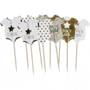 Cake picks - Babybodys - Guld - 10-pack