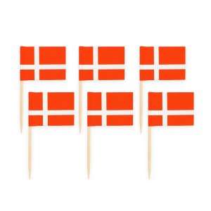 Partypicks - Danmark - Flagga - 50-pack