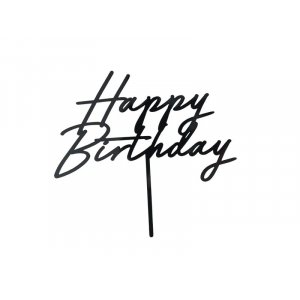 Cake Topper - Happy Birthday - Akryl - Svart