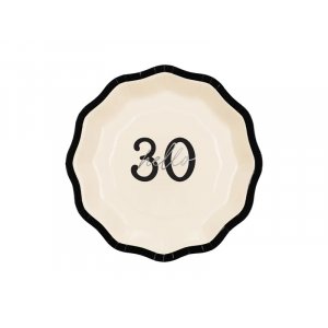 Papptallrikar - Hello 30 - Svart/Vit - 18 cm - 6-pack