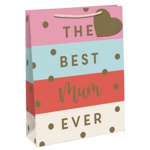 Presentpåse - Randig - The best mum ever