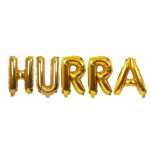 Folieballonger - HURRA Guld 40cm