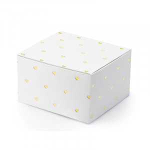 Presentaskar - Små hjärtan - Guld - 10-pack