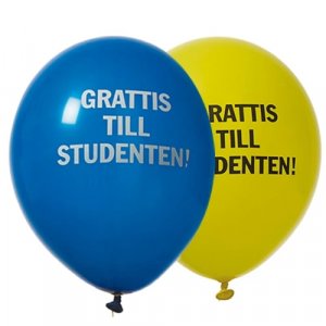 Ballonger - Student - Blå/Gul - 8-pack