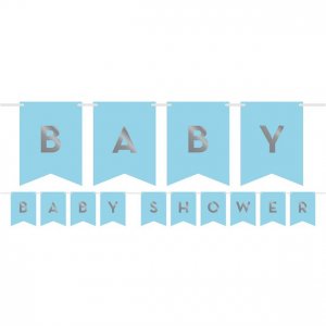 Vimpel med stickers - Baby Shower - Blå/Silver