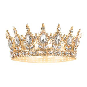 Cake Topper - Krona - Guld m silverkristaller - 15 cm