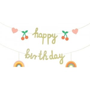 Girlang - Happy Birthday - Regnbågsmix - 1m