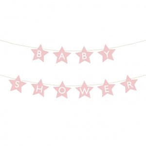 Girlang - Stjärnor - Baby Shower - Rosa
