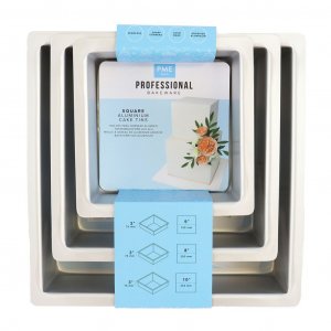 Djupa tårtformar - Kvadrat - 3-pack - 8 cm höga