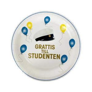Papptallrikar - Ballonger - Grattis till studenten - 8-pack - 23 cm