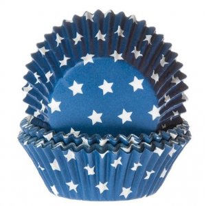 Muffinsformar - Marin med vita stjärnor - 50-pack
