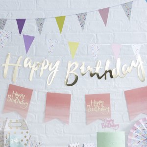 Backdrop - Happy Birthday - Guld