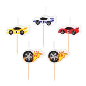Tårtljus - Racing - mixade färger - 5-pack