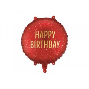 Folieballong - Happy Birthday - Mörkröd