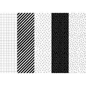 Presentpapper - Svart/Vit - 5 st ark, 5m