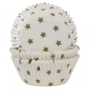 Muffinsformar - Vita med guldstjärnor - 50-pack