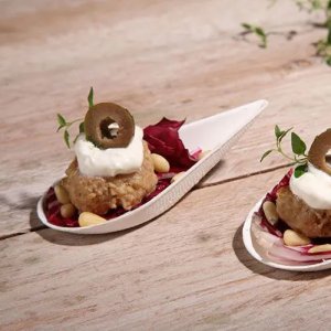 Mingeltillbehör - Droppformad skål - Sockerrör - 50-pack