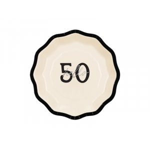 Papptallrikar - Hello 50 - Svart/Vit - 18 cm - 6-pack
