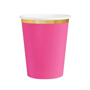 Pappmuggar - Hot Pink/Guld - 6-pack