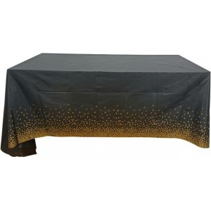 Bordsduk - Svart med guldstjärnor - PE-tyg - 2,7 x 1,4 m