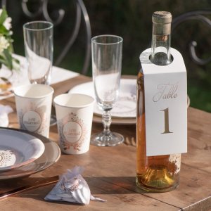Bordsnumrering - Flaskhängare - Vit/Roséguld