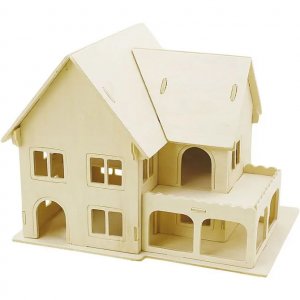 Trähus - 3D - Med veranda