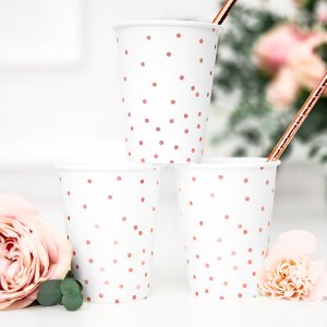 Pappmuggar - Polka Dot - Roséguld - 6-pack