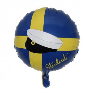 Folieballong - Rund - Blå/Gul - Studentmössa