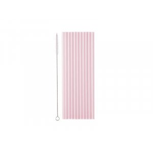 Sugrör - Flergångs i plast - Rosa- 12-pack
