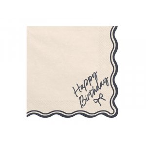 Servetter - Happy Birthday - Svart/Vit - 12-pack