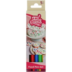 Ätbar penna - 5 färger - Funcakes - 5 st