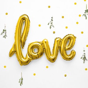Folieballong - Script - Love - Guld