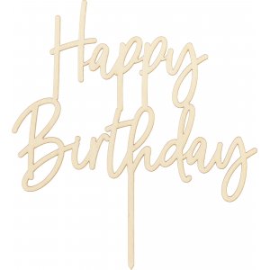 Cake Topper - Trä - Happy Birthday