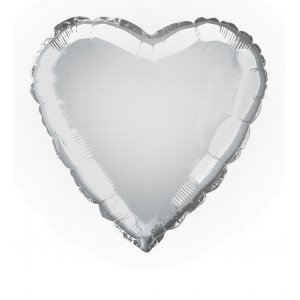 Folieballong - Hjärta - Silver